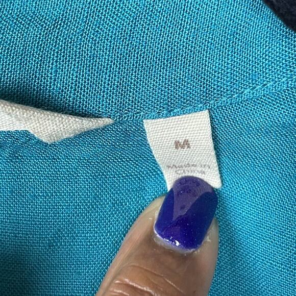 Soft Surroundings Women's size M Teal Linen Blend Tunic Shirt 3/4 Sleeve - Picture 5 of 7